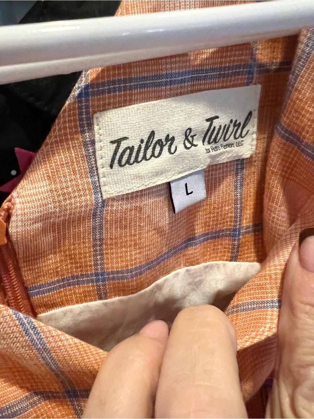 Tailor & Twirl Orange Plaid Dress